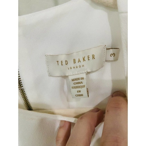 Ted Baker London Careo Top Womens Size 3 Cold Shoulder Back Zip Tiered Blouse - Picture 3 of 6